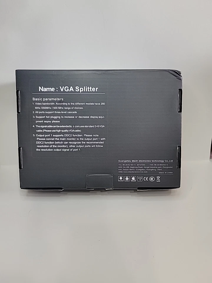 DTECH Powered 2 Port - 1 to 2 VGA Duplicator Splitter 1x2 - 250 MHz - Image 3 of 4