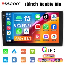 6+128G QLED 10.1" 2DIN Car Stereo Radio Carplay Android 15 8core GPS DSP 4G LTE