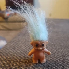 RARE Vintage Russ Troll Lime GreenHair, Brown Eyes - Very Clean! HKM NUMBERED