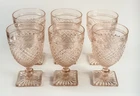 Set Of 6 Vintage Anchor Hocking Miss America Pink Depression Glass Water Goblets