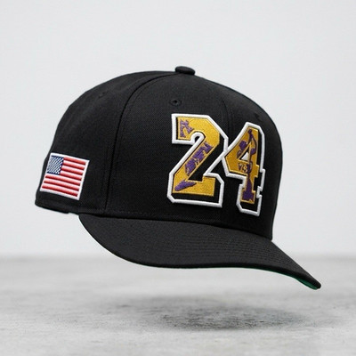 Black Snapback Baseball Cap Hat Embroidered 24 USA Flag Patch One Size