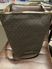 Michael Kors Pratt Medium Shoulder Bucket Bag Signature Logo MK