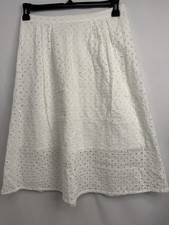 Abercrombie Fitch Women s White Cotton Eyelet Midi Skirt/ Side Zipper-M