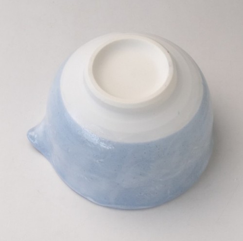 Ciotola giapponese Katakuchi Matcha ceramica Mino ware blu Ao Shino Tataki Giappone - Foto 5 di 5