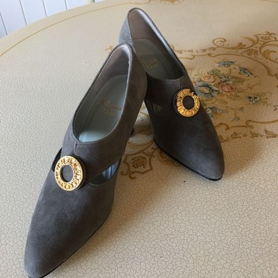 Seltene Dior Wildleder High Heels Größe 5,5 W Schwarz Gold Akzent unbenutzt