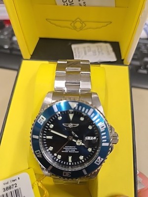 Invicta Pro Diver 36972 44m Silver Stainless Steel Case with Silver Stainless...