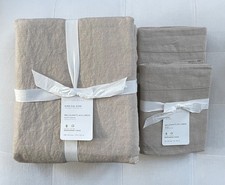Pottery Barn BELGIAN FLAX LINEN Duvet Cover King  King Shams Dark Flax NWT