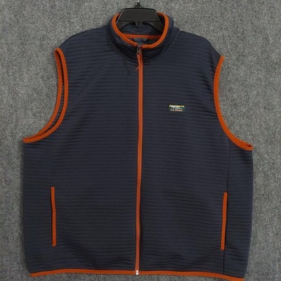 L.L. Bean Airlight Vest Mens 2XL Blue Slightly Fitted Striped Knit Full Zip