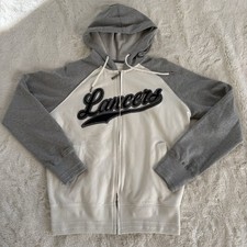 Lancers Men’s Long Sleeve Zip Up White Grey Hoodie Size Med (Camp David Brand)