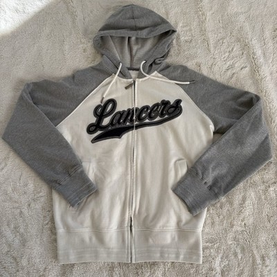 Lancers Men s Long Sleeve Zip Up White Grey Hoodie Size Med (Camp David Brand)
