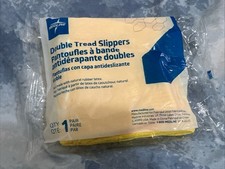 MEDLINE Double Tread Slippers Socks Yellow W/Skid Resistant Soles 1 Pair XL