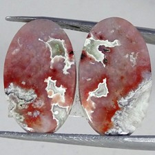 19.20Cts A Natural Crazy Lace Agate Pair Oval Cabochon Gemstone 12X21X3MM