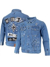 FISLL Women's A'ja Wilson Las Vegas Aces WNBA Graffiti Denim Jacket Medium 12s