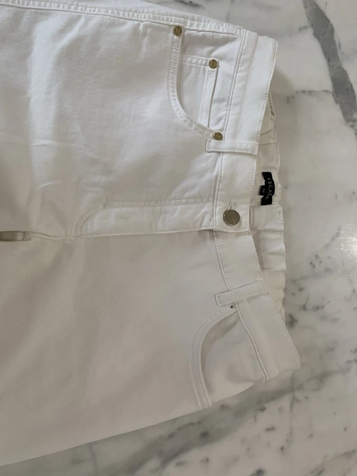 Pantalones de mezclilla Escada vintage de algodón de cintura alta de pierna recta blancos talla 42 Foto 3 de 4