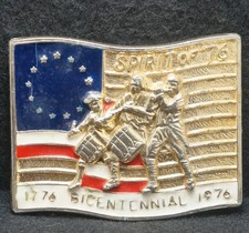 XB17159 VINTAGE 1976 SPIRIT OF '76 BICENTENNIAL PATRIOTIC MENS BELT BUCKLE