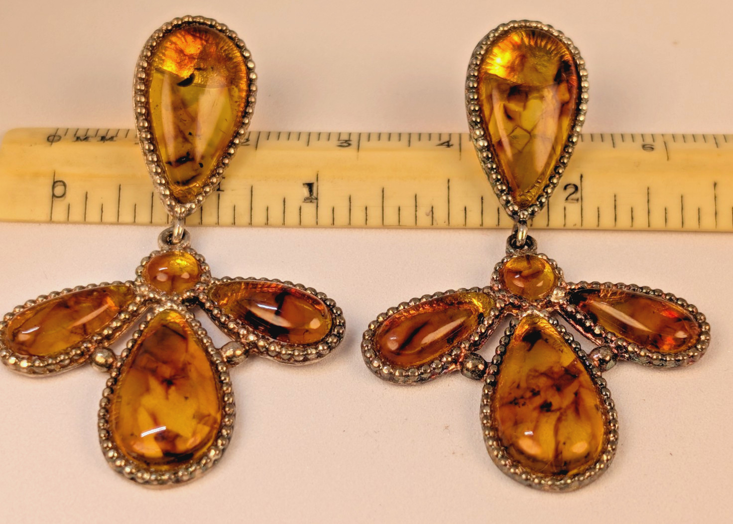 Silver Amber Earrings - image 1