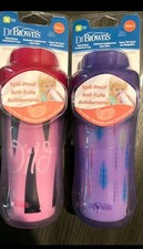 Dr Brown's BPA Free 2 Pack 10 Oz 300ml Spoutless Insulated Cup Girl Pink Purple