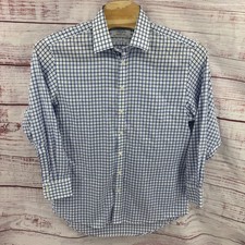 Charles Tyrwhitt Dress Shirt Mens XL 17/35 Non Iron Blue White Tattersall Check