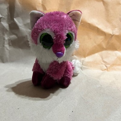 Wild Republic Small Plush Fox Magenta Pink Green Glitter Big Eyes 2013 Toy