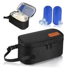 Breast Milk Cooler Travel Bag with Ice Packs - Small Portable Insulated black