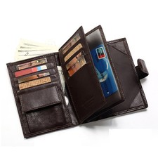 RFID Blocking Men Leather Wallet Passport Holder Travel Credit Card Case Cover
