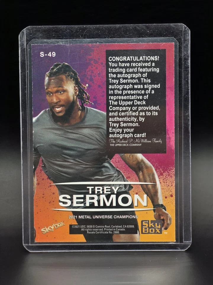 Trey Sermon 2021 Metal Universe Champions Auto 🔥 Pittsburgh Steelers - Image 2 of 2