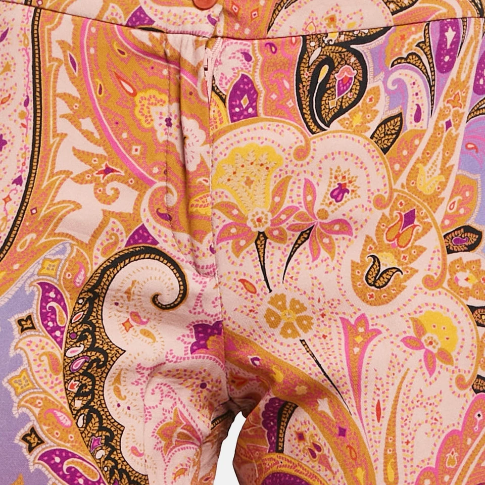 Etro Orange/Purple Paisley Print Crepe Skinny Pants S - Image 3 of 4