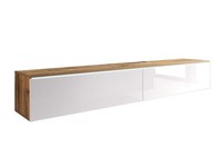 Lowboard D Tv-Unterschrank 180X32X30Cm Grifflos Eiche Wotan Weiß Hochglanz