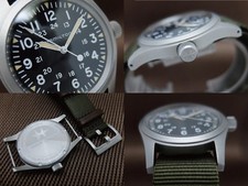 HAMILTON khaki MECHANICAL Watch Field Mechanical SS Black Dial Manual Winding 3