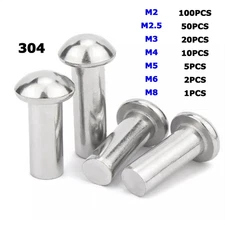304 Stainless Steel Half Round Head Solid Rivet/Round Head Knock Rivet M2 M3 M16