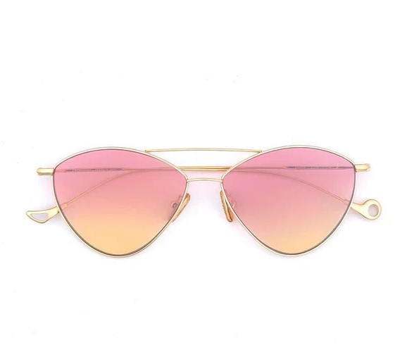 Pequeño Gafas de Sol Dorado Triángulo Metal eyepetizer Cristal Rosa Naranja