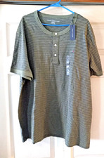 Tommy Hilfiger Men's Size XXL Tagless Henely 3 Button Shirt Gray w/Black NWT's