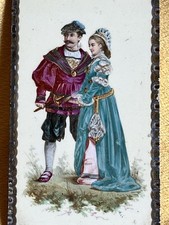Gorgeous Victorian Hand Painted Tile Royalty/Gentry Couple