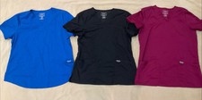 Cherokee Professionals Revolution Scrub Top Lot M Womens Wine Blue Black Stretch