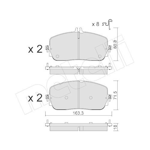 Plaquettes de frein Metelli 22-1357-0 pour disques Mercedes Benz