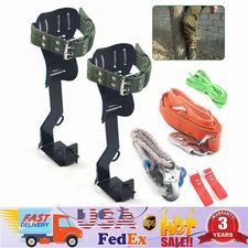 Adjust Tree/Pole Climbing Spike Set 2 Gear Safety Belt Rope Lanyard w/ Carabiner
