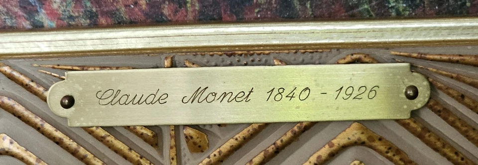 Impresión al óleo Claude Monet, marco de madera con placa de identificación ¡NUEVO! "Puente japonés" Foto 3 de 4