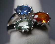 STERLING SILVER GENUINE FANCY COLOR SAPPHIRES RING