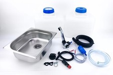 12V Camping Sp&uuml;le 100mm tief Bausatz 10L Kanister Sp&uuml;lbecken Waschbecken Set
