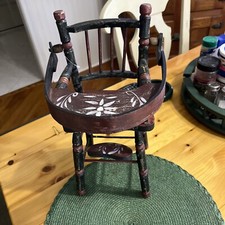 Vintage Wooden Baby Doll High Chair w/Tray