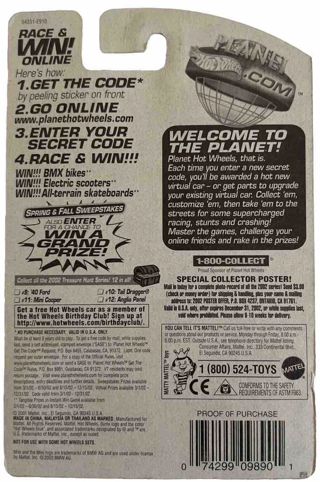 HOT WHEELS TREASURE HUNT MINI COOPER RUBBER TIRES 2002 - Image 2 of 2