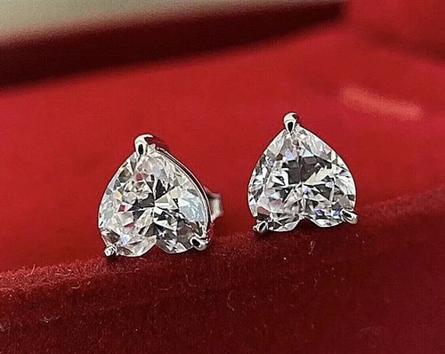 4 Karat Kostüm Weiß Behandelt Diamant Nieten Herz Form VVS1 Zertifiziert! Braut - Bild 2 von 8