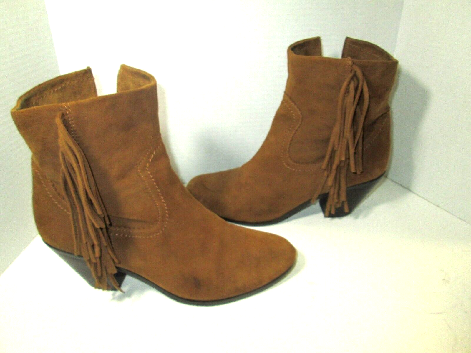 SAM Edelman Louie Brown Suede Fringed Western Boots Size 10.5 Excellent Condition