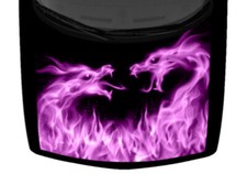 Dueling Dragons Purple Flames Truck Hood Wrap Vinyl Car Graphic Decal 58
