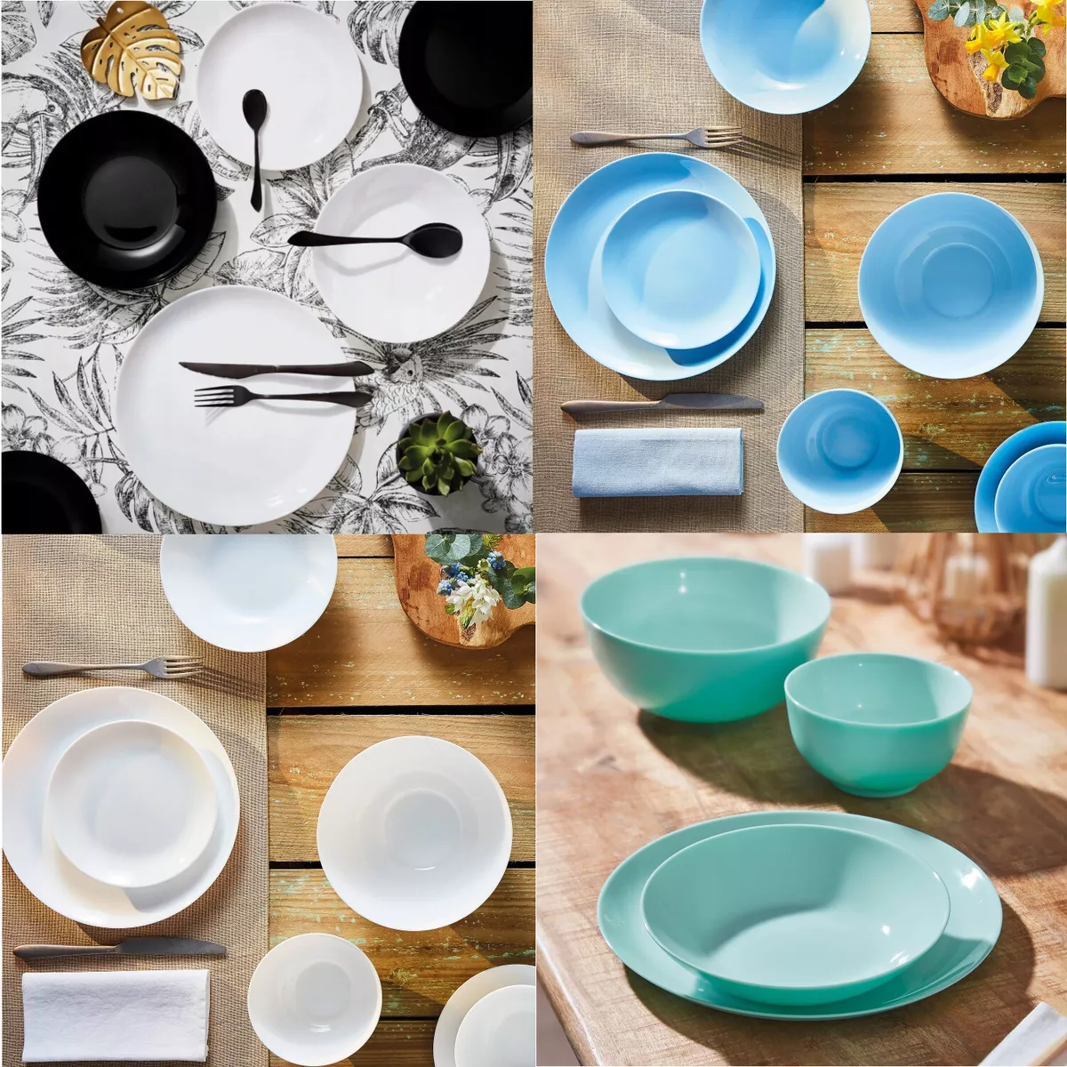 Dinner Set 18pcs Luminarc Dining Tableware 4 Colours 6 People Tempered Glass HQ