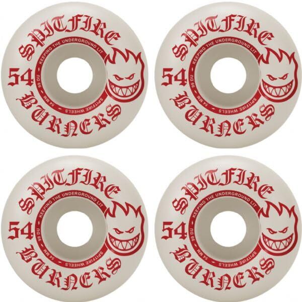 Spitfire Wheels Burners White/Red Skateboard Wheels - 54mm 99a