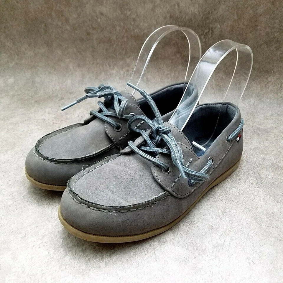 Tommy Hilfiger Niños Grandes Douglas Hampton Talla 1 M Gris Sin Cordones Barco Zapatos Mocasín Foto 3 de 4