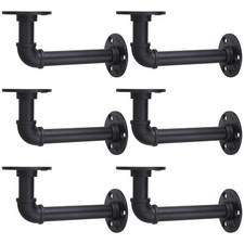 6 Pack 7x4 Inch Industrial Pipe Shelf Brackets L Pipe Floating Shelf Brackets