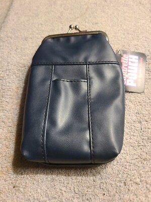 Blue Pu Leather Snap Cigarette Case With Lighter Pocket Holds Size 100's