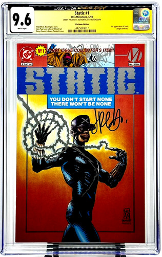 STATIC #1 Platinum Edition 1993 CGC 9.6 WP JSA SS Signature PALMIOTTI CLEAR CASE